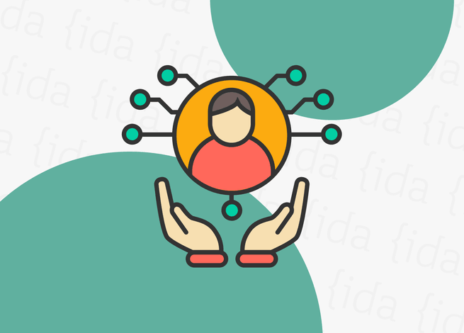 manos sujetando a una persona dentro de un círculo.