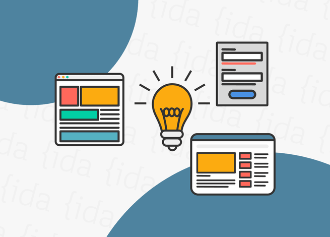 Ampolleta que refleja consejos rodeada de interfaces de usuario que hacen referencia al diseño UX/UI.