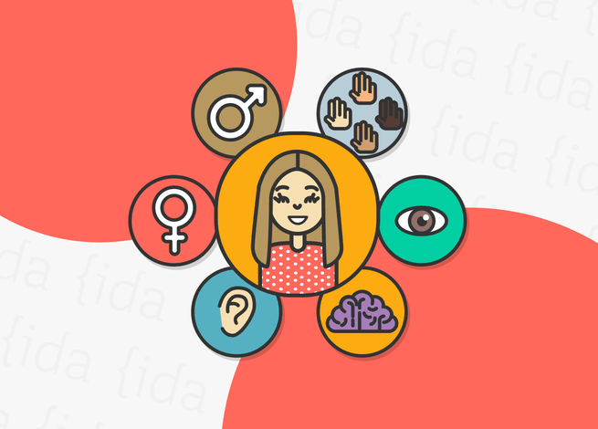 íconos que hacen referencia a la accesibilidad web con una persona al medio.