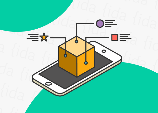 Celular con un cubo en su parte superior, lo que refleja la realidad aumentada.