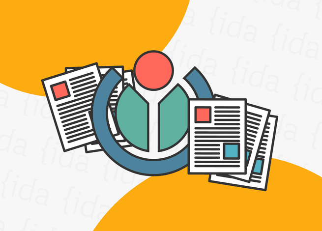Logo de Wikimedia con documentos a sus costados.