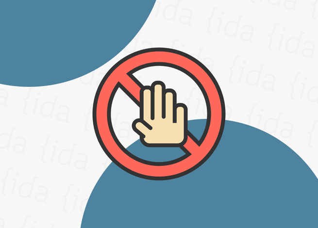 mano y símbolo que hacen referencia a frenar algo.