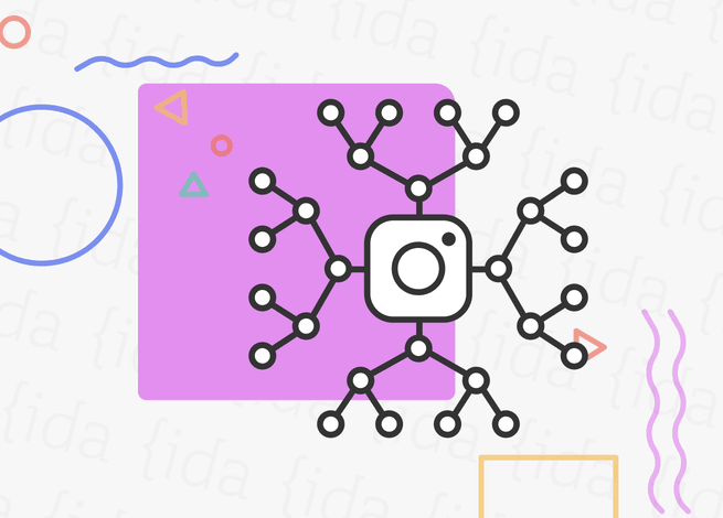 Logo de Instagram con un entramado a su alrededor.