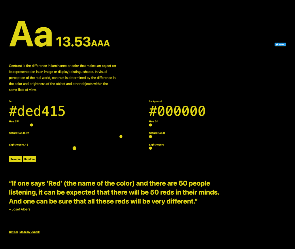 Texto y color en el modo oscuro, desde Colorable.