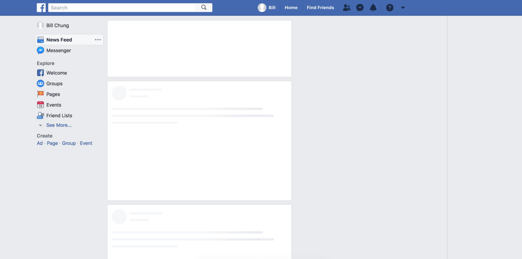 Skeleton Screen de Facebook