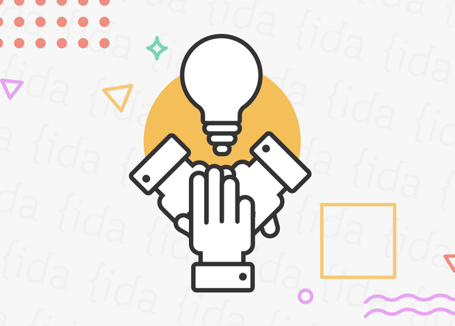 Tres manos unidas que hacen referencia a los equipos con una ampolleta en la parte superior de estas.