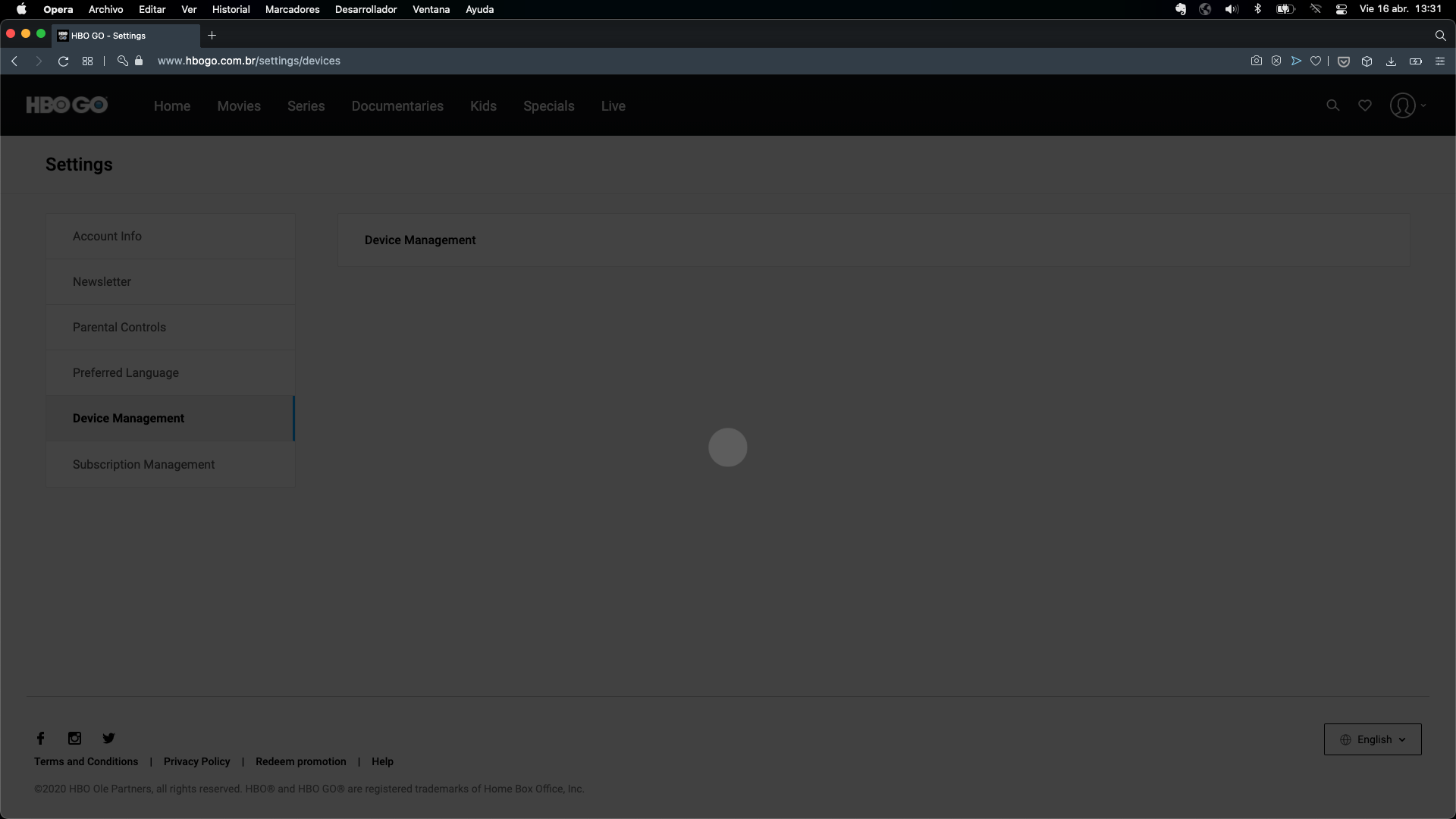 Skeleton Screen de HBO.