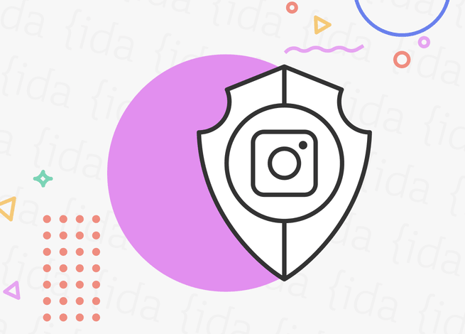 Logo de Instagram dentro de un escudo.