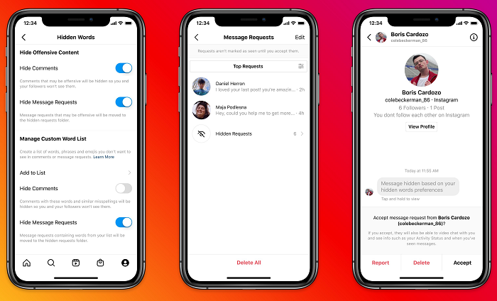 Nueva herramienta para ocultar mensajes no deseados en Instagram.