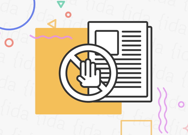 Documento con una mano abierto y un círculo de prohibido, lo que hace referencia a un posible problema con la UX.