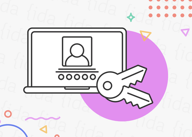 Computador con un "perfil de usuario" en su interior y con llaves a su costado.n