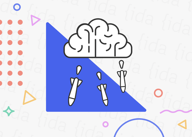 Cerebro que hace referencia a la IA y misiles que hacen referencia a operaciones militares.