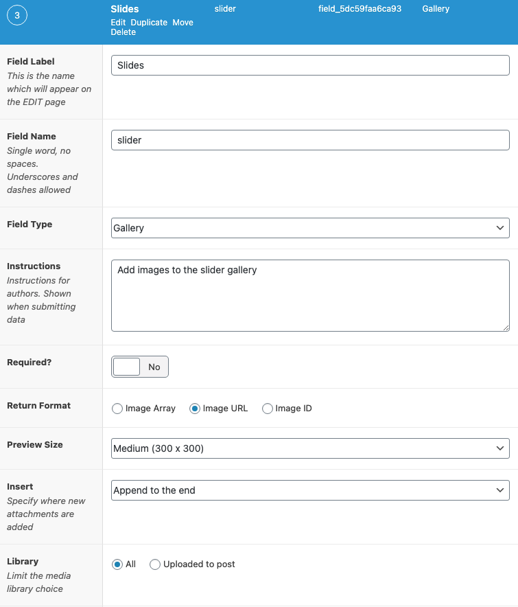 Campos de galerías de ACF.