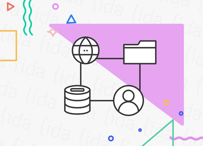 íconos que hacen referencia al viaje de un contenido a través de los servidores y frameworks.