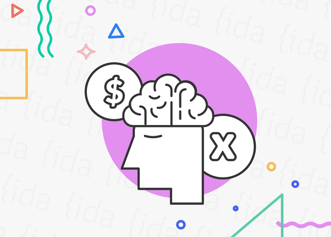 Cabeza de persona con dos símbolos que hacen referencia a la acción de "cancelar".