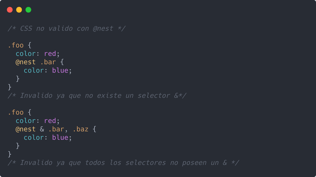 CSS no valido con @nest