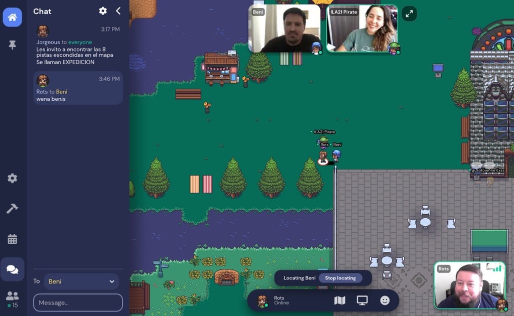 Equipo participando del Interaction Latin America a través de Gather Town.