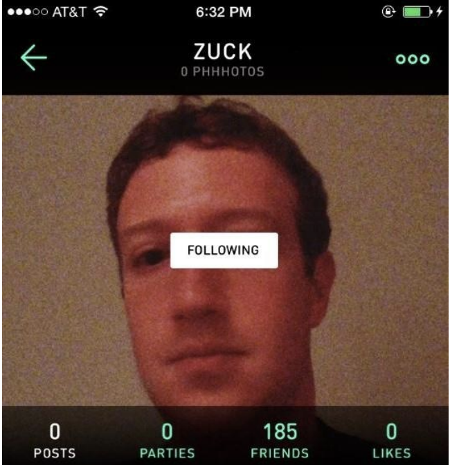 Captura de Mark Zuckerberg usando Phhhoto.