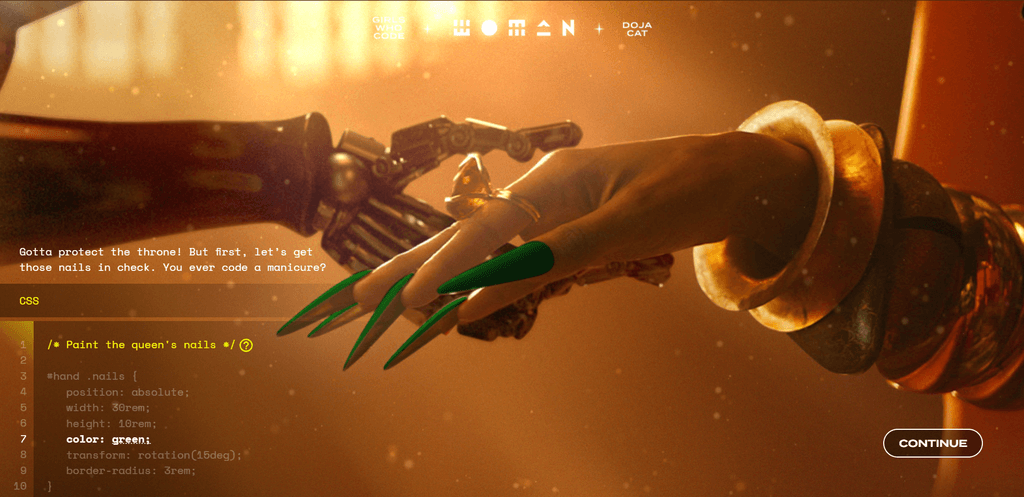 Estilo CSS en videoclip interactivo de Doja Cat.