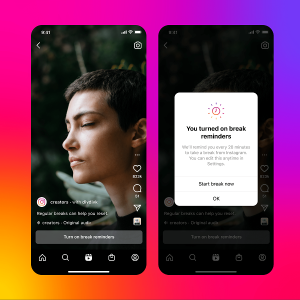 Aviso de tiempo en Instagram para evitar efectos nocivos