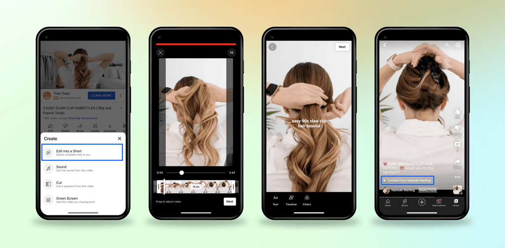 Creación de Shorts desde un video en YouTube.