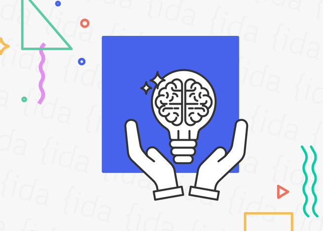 Ampolleta con un cerebro adentro sostenida por dos manos.