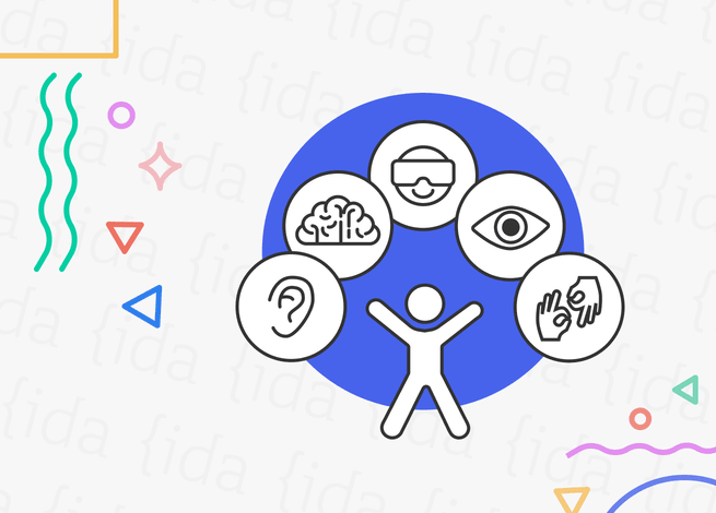 Icono de una persona rodeado de elementos accesibles y que se relaciona con la realización de la CES 2023.