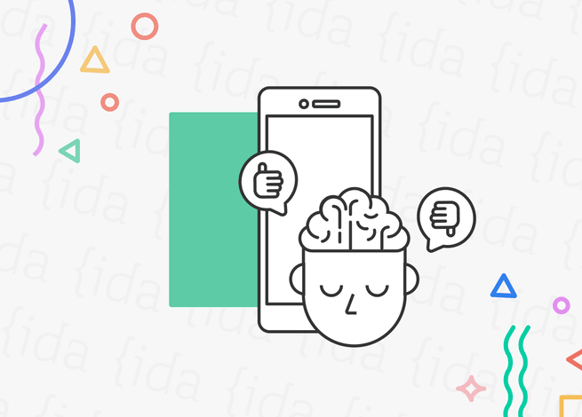 Icono con el cerebro de una persona con un pulgar positivo y negativo, que refleja un test de percepción.