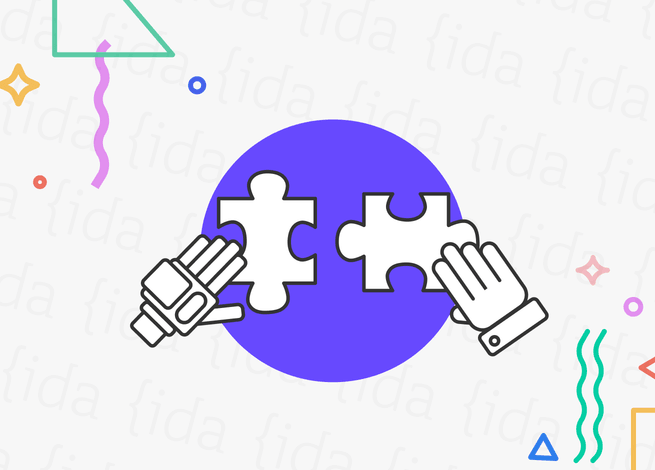 inteligencia artificial moviendo una pieza y mano humana moviendo otra, lo que completa un rompecabezas.