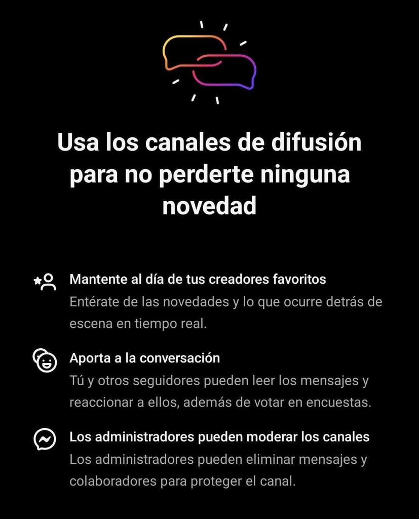 Canales de difusión en Instagram.